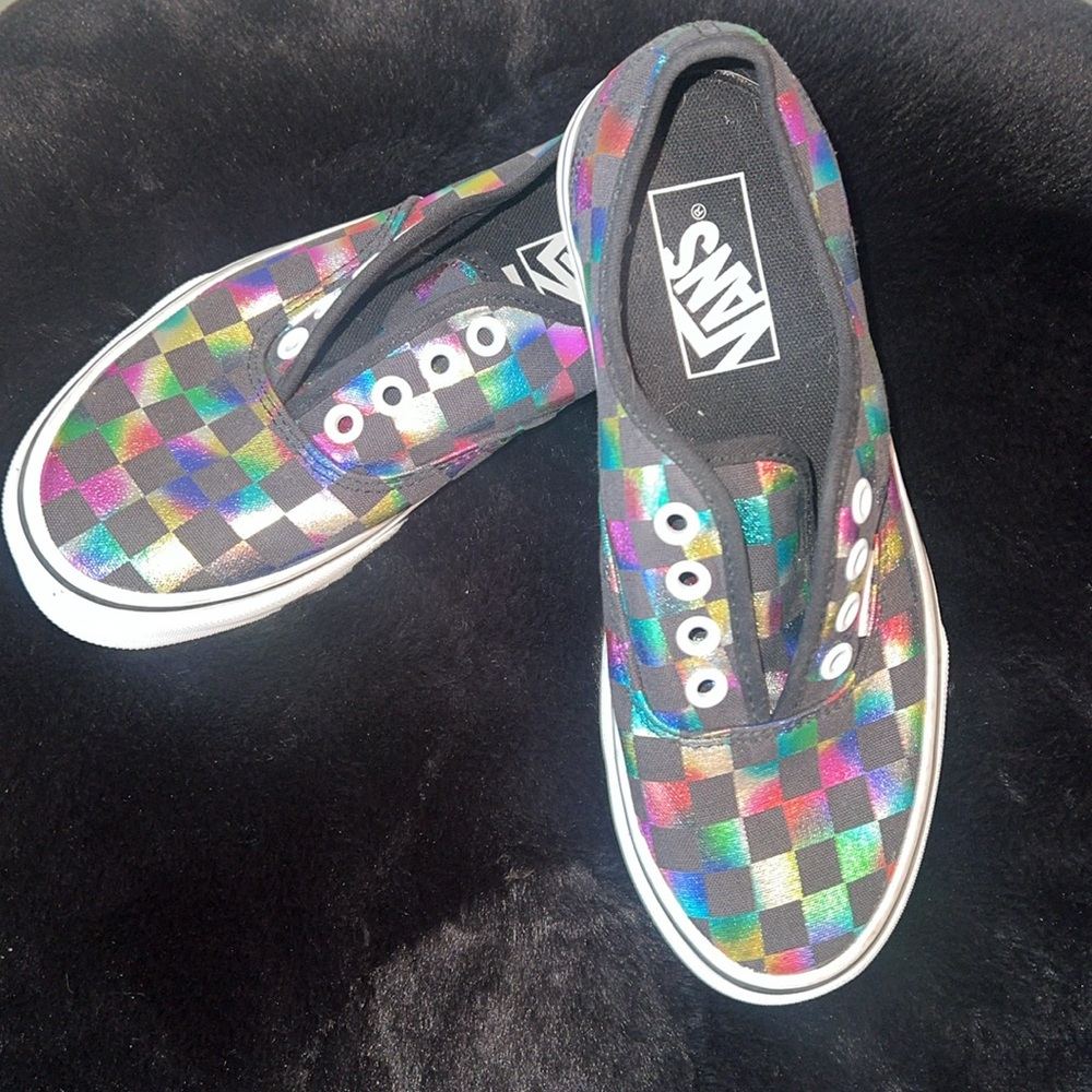 🎯VANS•METALLIC CHECKERBOARD LOW TOP LACE UP•SIZE M4|W5.5|EUR35 - Picture 9 of 15
